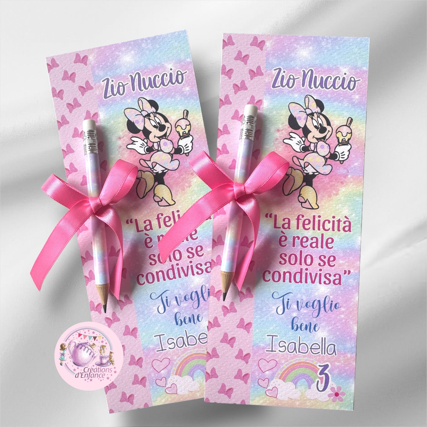 SEGNALIBRO-CON MINI MATITA-CON MATITA PIANTABILE-CON CIOCCOLATINO TEMA A SCELTA