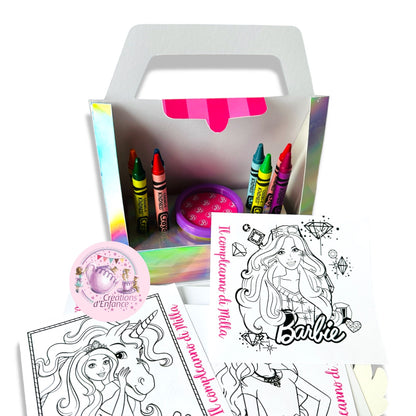 VALIGETTA ATTIVITÀ CON PLAY DOH, 8 COLORI A CERA E 4 DISEGNI, TEMA A SCELTA