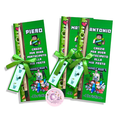 SEGNALIBRO-CON MINI MATITA-CON MATITA PIANTABILE-CON CIOCCOLATINO TEMA A SCELTA