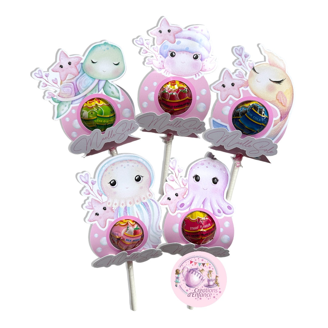 CHUPA CHUPS o LECCA LECCA PIATTO E BASE DECORATA con tema a scelta