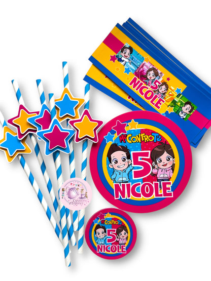 PARTY KIT PERSONALIZZATO – DECORAZIONI COMPLEANNO BAMBINI A TEMA CON GRAFICA SU RICHIESTA