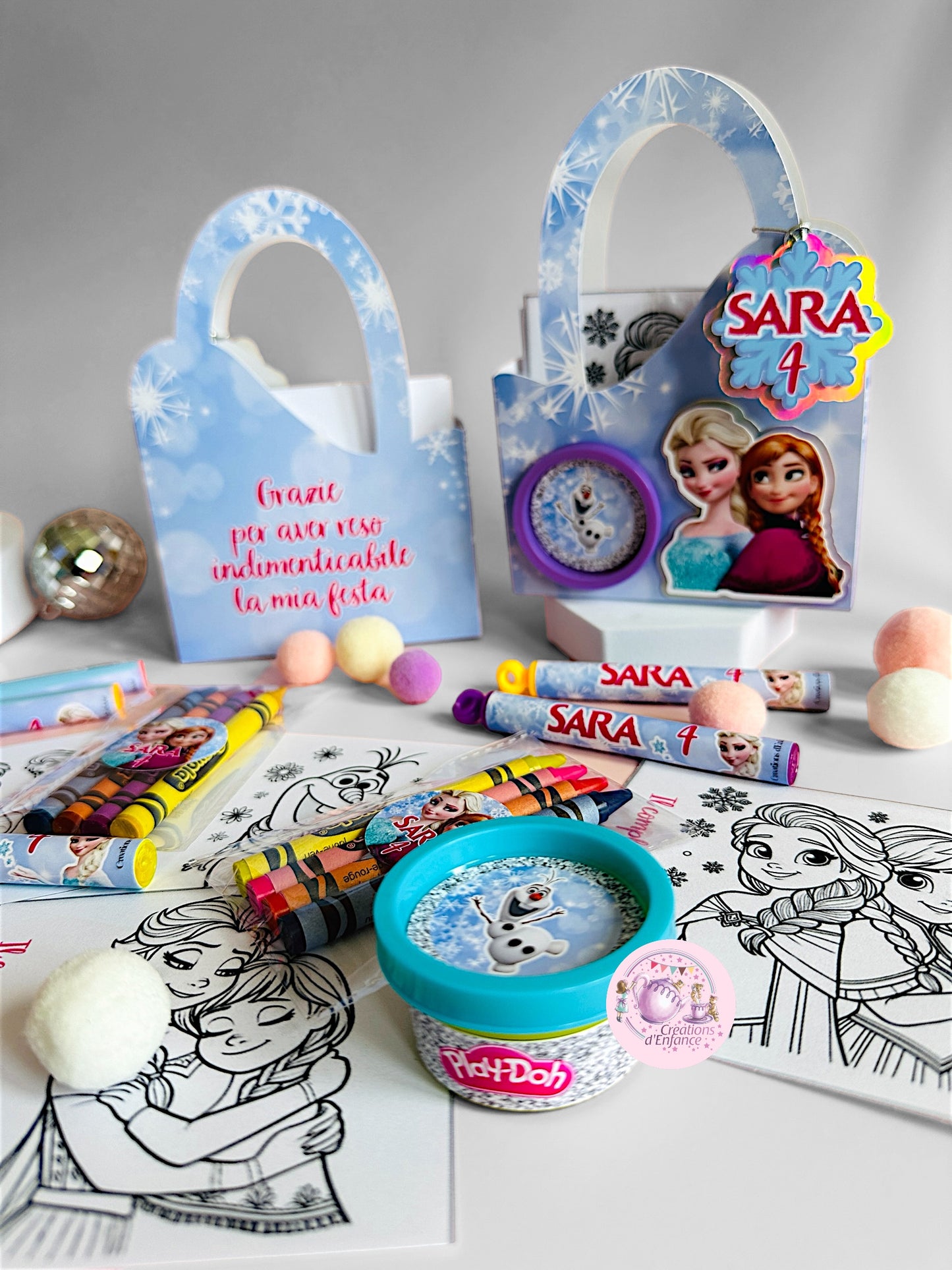 VALIGETTA ATTIVITÀ TEMA A SCELTA con play doh, 4 colori a cera, 4 disegni, mini bolle
