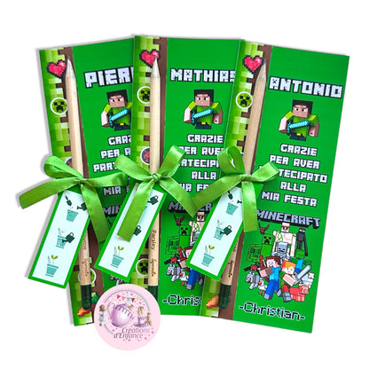 SEGNALIBRO-CON MINI MATITA-CON MATITA PIANTABILE-CON CIOCCOLATINO TEMA A SCELTA