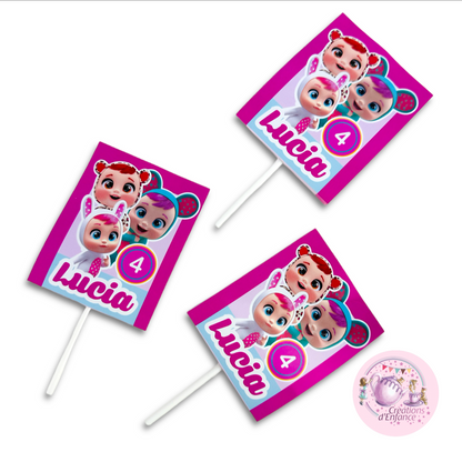 CHUPA CHUPS o LECCA LECCA PIATTO E BASE DECORATA con tema a scelta