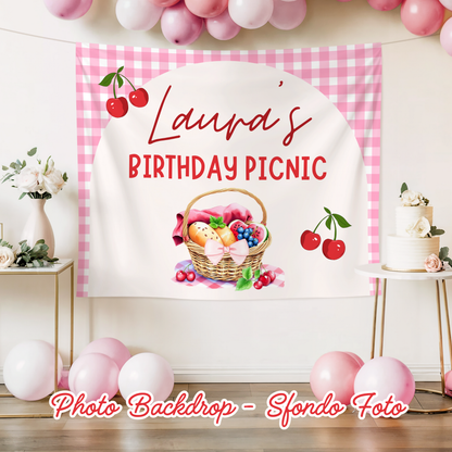 KIT FESTA CILIEGIE – DECORAZIONI DIGITALI TEMA PICNIC DA STAMPARE E PERSONALIZZARE