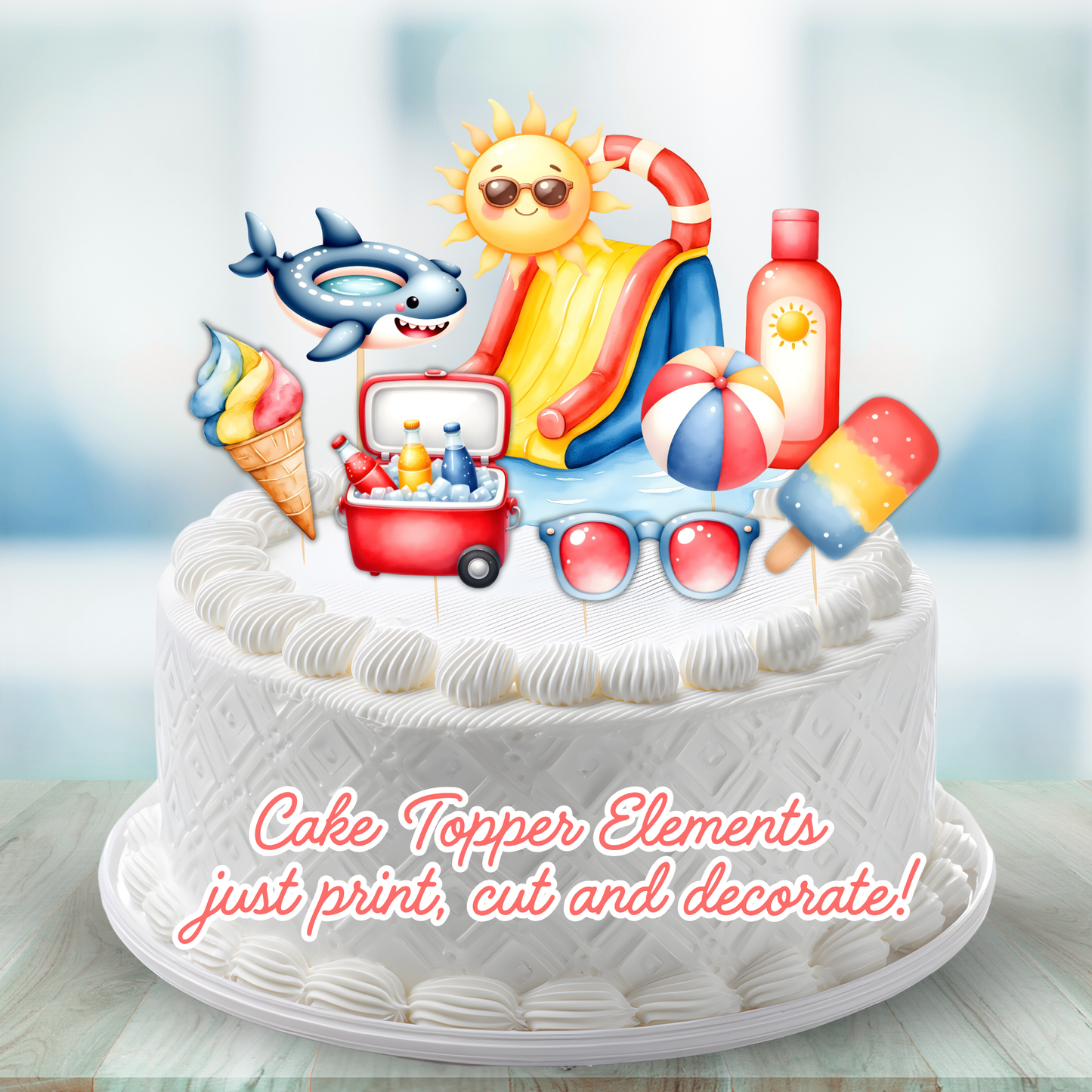 KIT FESTA POOL PARTY – DECORAZIONI DIGITALI TEMA PISCINA DA STAMPARE E PERSONALIZZARE