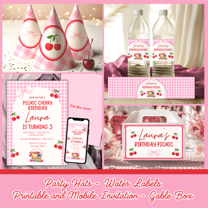 KIT FESTA CILIEGIE – DECORAZIONI DIGITALI TEMA PICNIC DA STAMPARE E PERSONALIZZARE