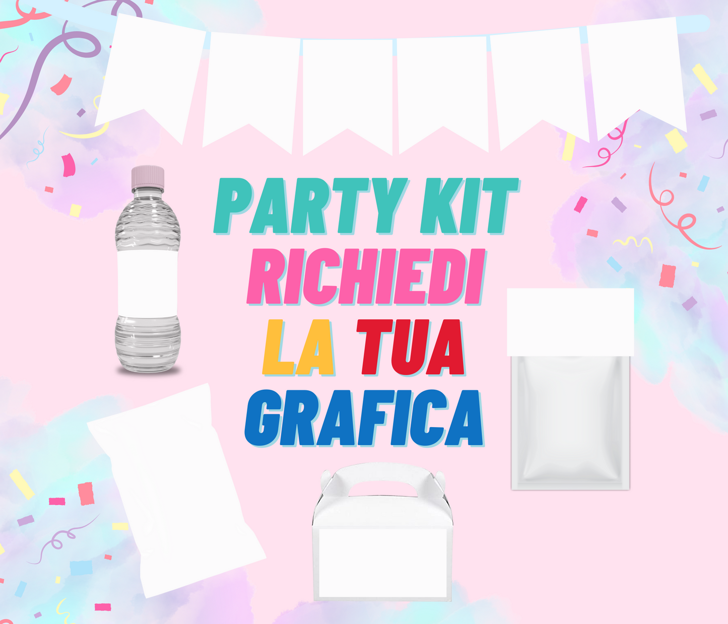PARTY KIT PERSONALIZZATO – DECORAZIONI COMPLEANNO BAMBINI A TEMA CON GRAFICA SU RICHIESTA