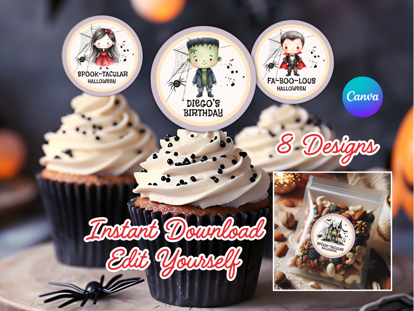 KIT FESTA HALLOWEEN PARTY – DECORAZIONI DIGITALI TEMA FESTA IN COSTUME PER BAMBINI DA STAMPARE E PERSONALIZZARE