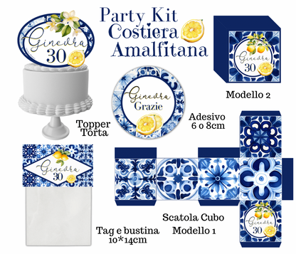 PARTY KIT COSTIERA AMALFITANA, MAIOLICHE BLU.