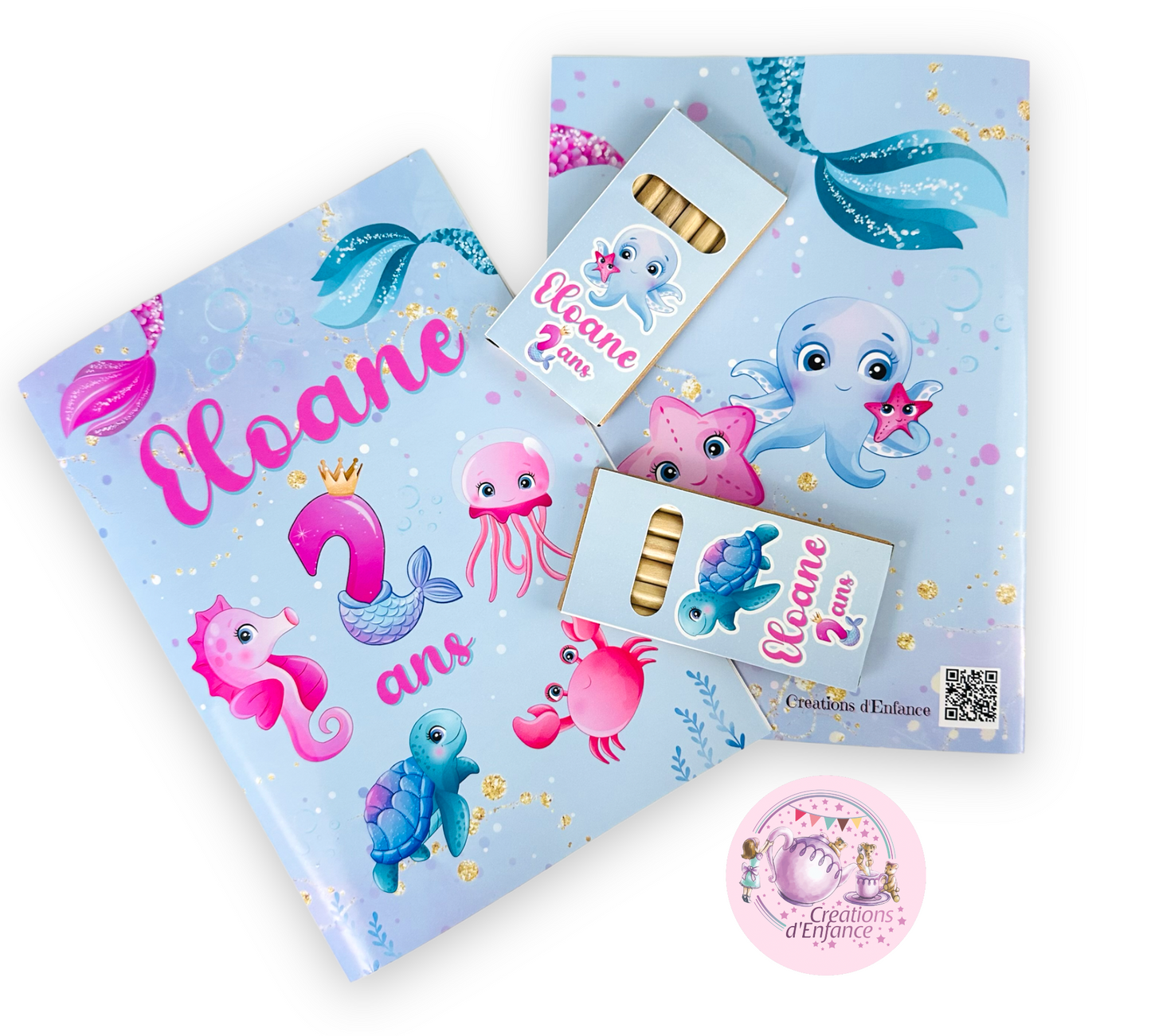 PARTY KIT ANIMALI MARINI. Decorazioni per compleanno bambina tema animali marini, coordinato festa sirena e pesci.