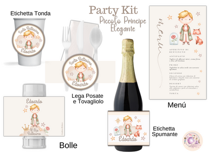 PARTY KIT PICCOLO PRINCIPE coordinato Battesimo, Primo Compleanno, Comunione.