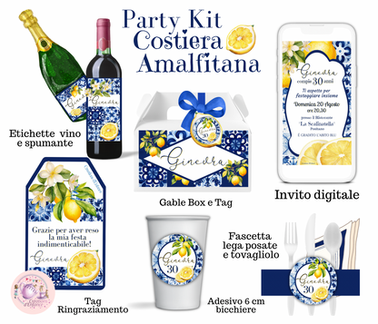 PARTY KIT COSTIERA AMALFITANA, MAIOLICHE BLU.