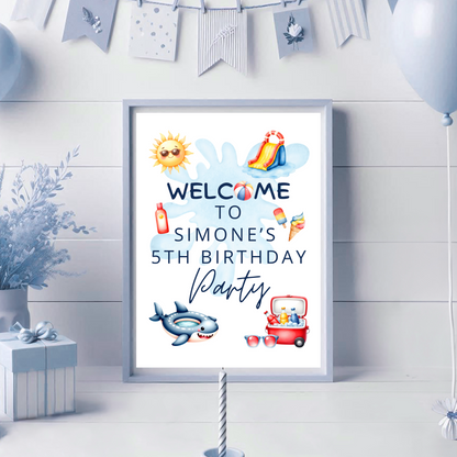 KIT FESTA POOL PARTY – DECORAZIONI DIGITALI TEMA PISCINA DA STAMPARE E PERSONALIZZARE