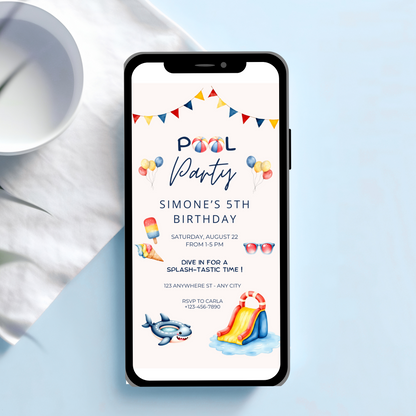 KIT FESTA POOL PARTY – DECORAZIONI DIGITALI TEMA PISCINA DA STAMPARE E PERSONALIZZARE