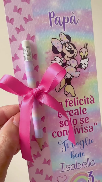 SEGNALIBRO-CON MINI MATITA-CON MATITA PIANTABILE-CON CIOCCOLATINO TEMA A SCELTA