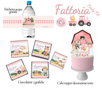 PARTY KIT la FATTORIA degli animali rosa o azzurro. Decorazioni per compleanno bambina e bambino tema animali, coordinato festa fattoria Battesimo, Comunione, festa all'aperto.