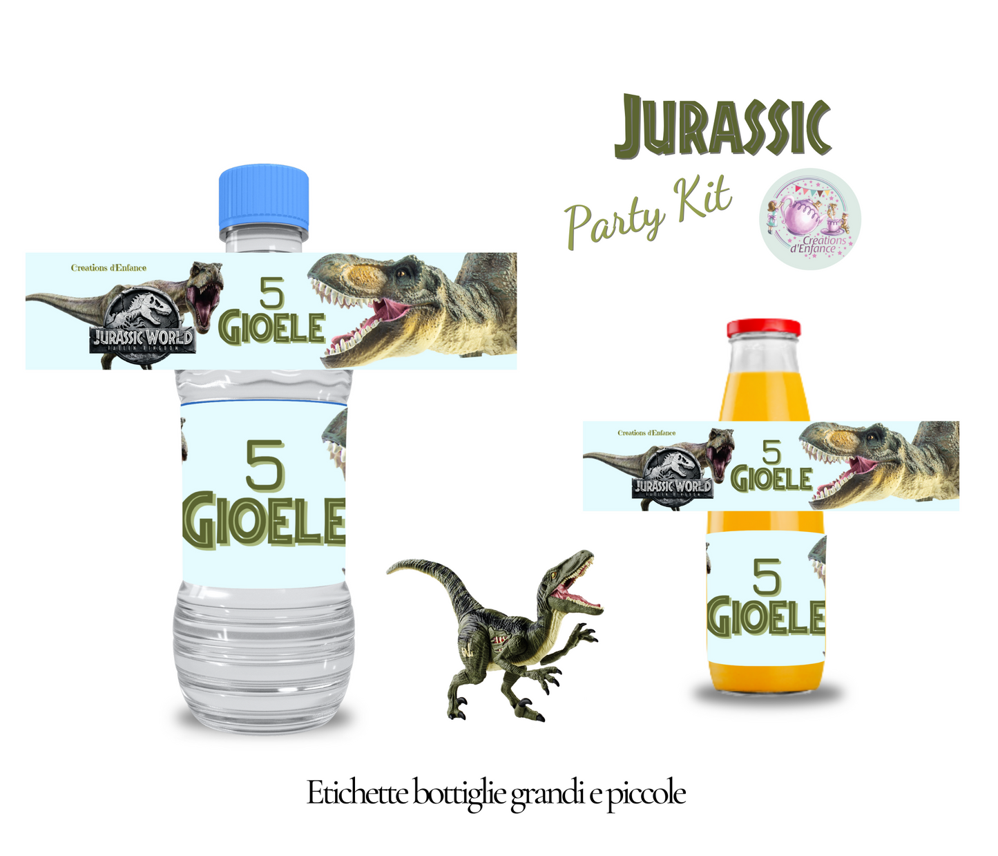 PARTY KIT JURASSIC DINOSAURI. Decorazioni per compleanno bambino tema dinosauri, coordinato festa.