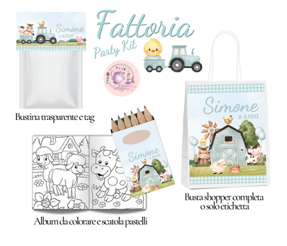 PARTY KIT la FATTORIA degli animali rosa o azzurro. Decorazioni per compleanno bambina e bambino tema animali, coordinato festa fattoria Battesimo, Comunione, festa all'aperto.