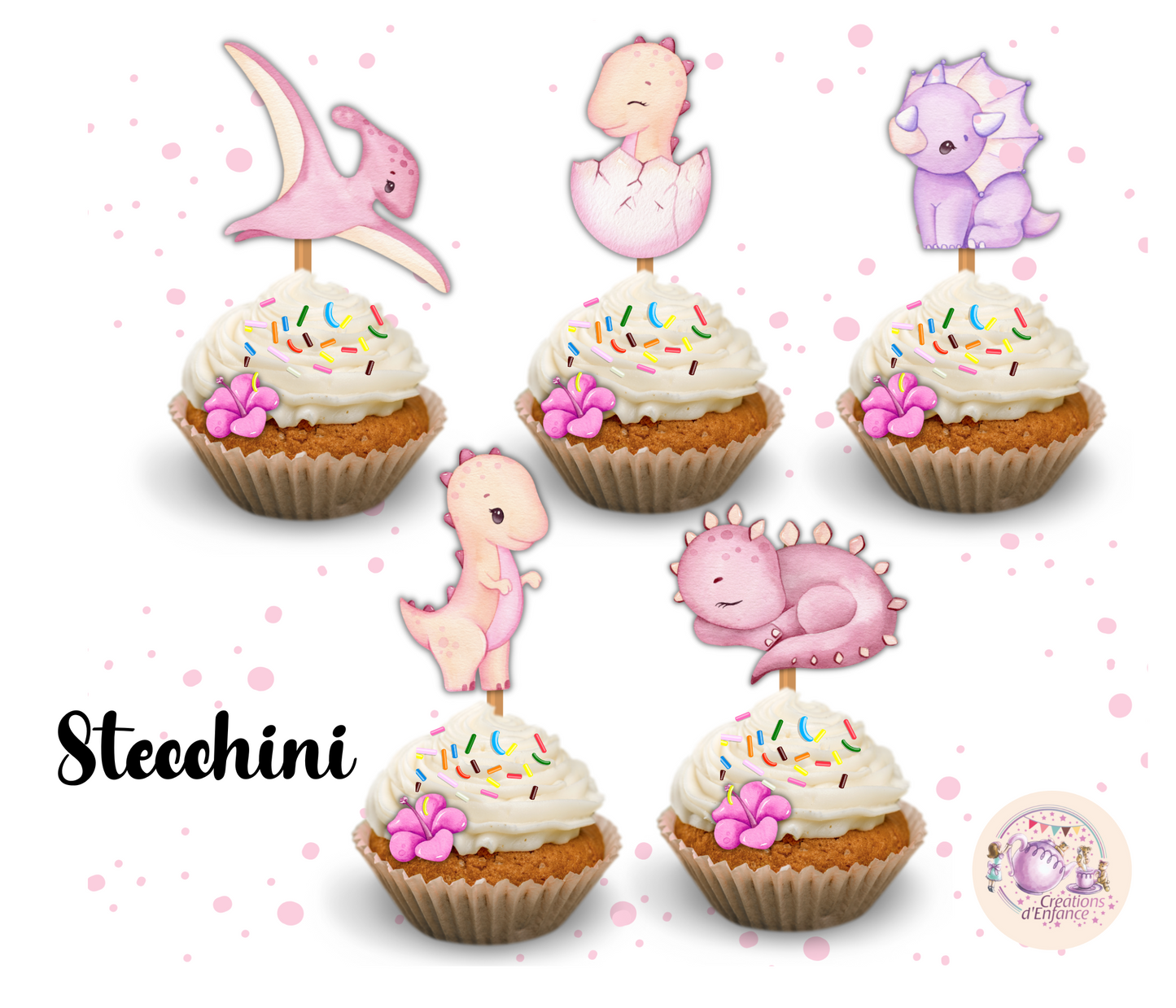 PARTY KIT DINOSAURO ROSA. Decorazioni per compleanno bambina dinosauri in versione rosa, coordinato festa dinosauro, allestimento compleanno.