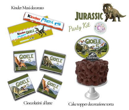 PARTY KIT JURASSIC DINOSAURI. Decorazioni per compleanno bambino tema dinosauri, coordinato festa.