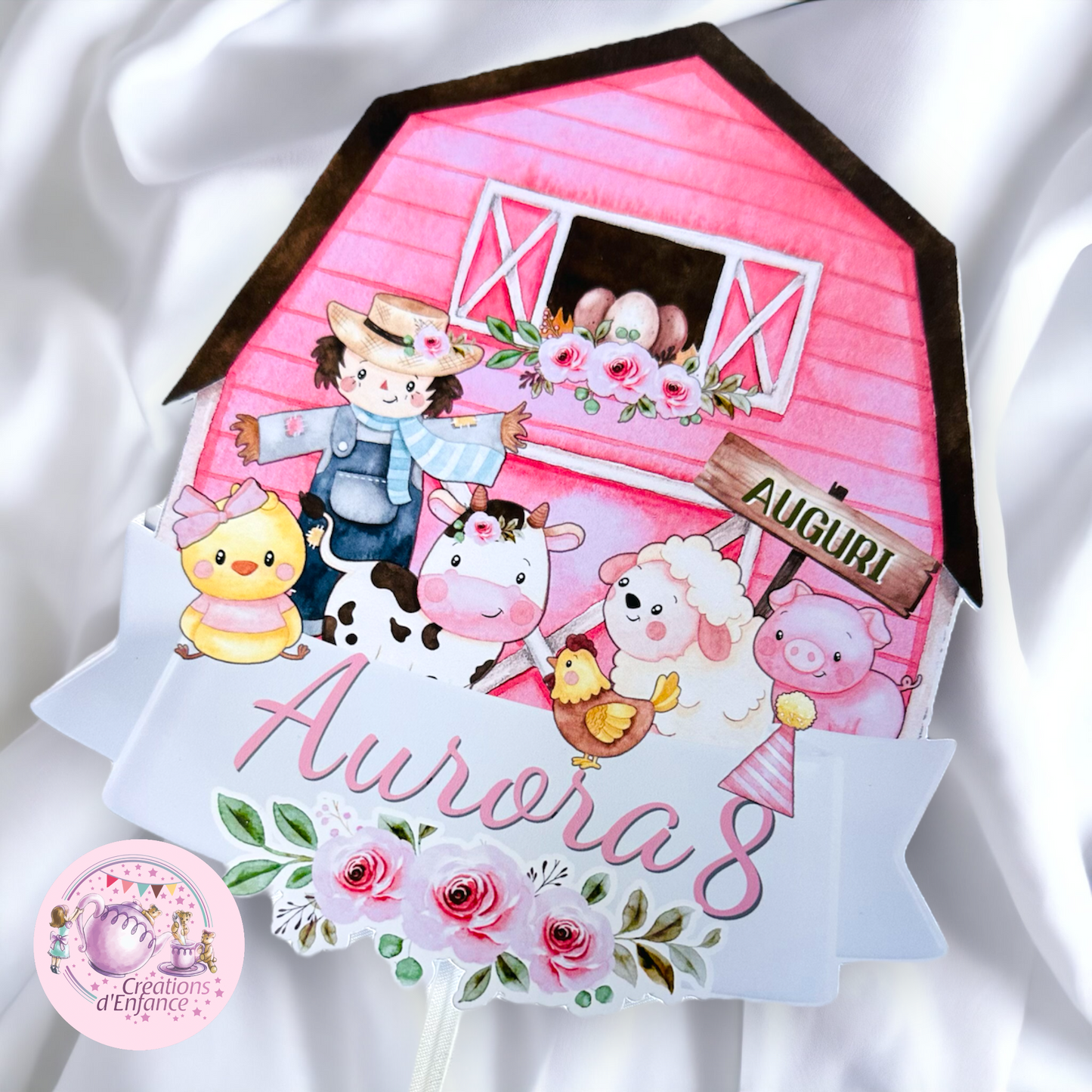PARTY KIT la FATTORIA degli animali rosa o azzurro. Decorazioni per compleanno bambina e bambino tema animali, coordinato festa fattoria Battesimo, Comunione, festa all'aperto.