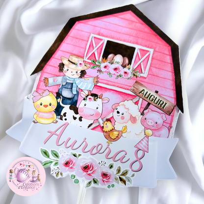 PARTY KIT la FATTORIA degli animali rosa o azzurro. Decorazioni per compleanno bambina e bambino tema animali, coordinato festa fattoria Battesimo, Comunione, festa all'aperto.