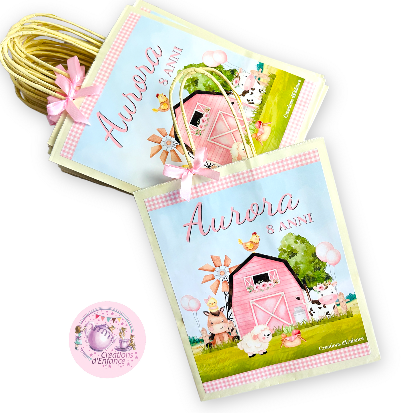 PARTY KIT la FATTORIA degli animali rosa o azzurro. Decorazioni per compleanno bambina e bambino tema animali, coordinato festa fattoria Battesimo, Comunione, festa all'aperto.