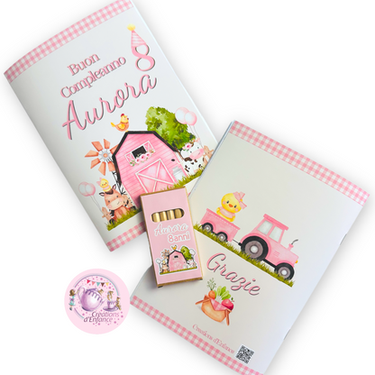 PARTY KIT la FATTORIA degli animali rosa o azzurro. Decorazioni per compleanno bambina e bambino tema animali, coordinato festa fattoria Battesimo, Comunione, festa all'aperto.