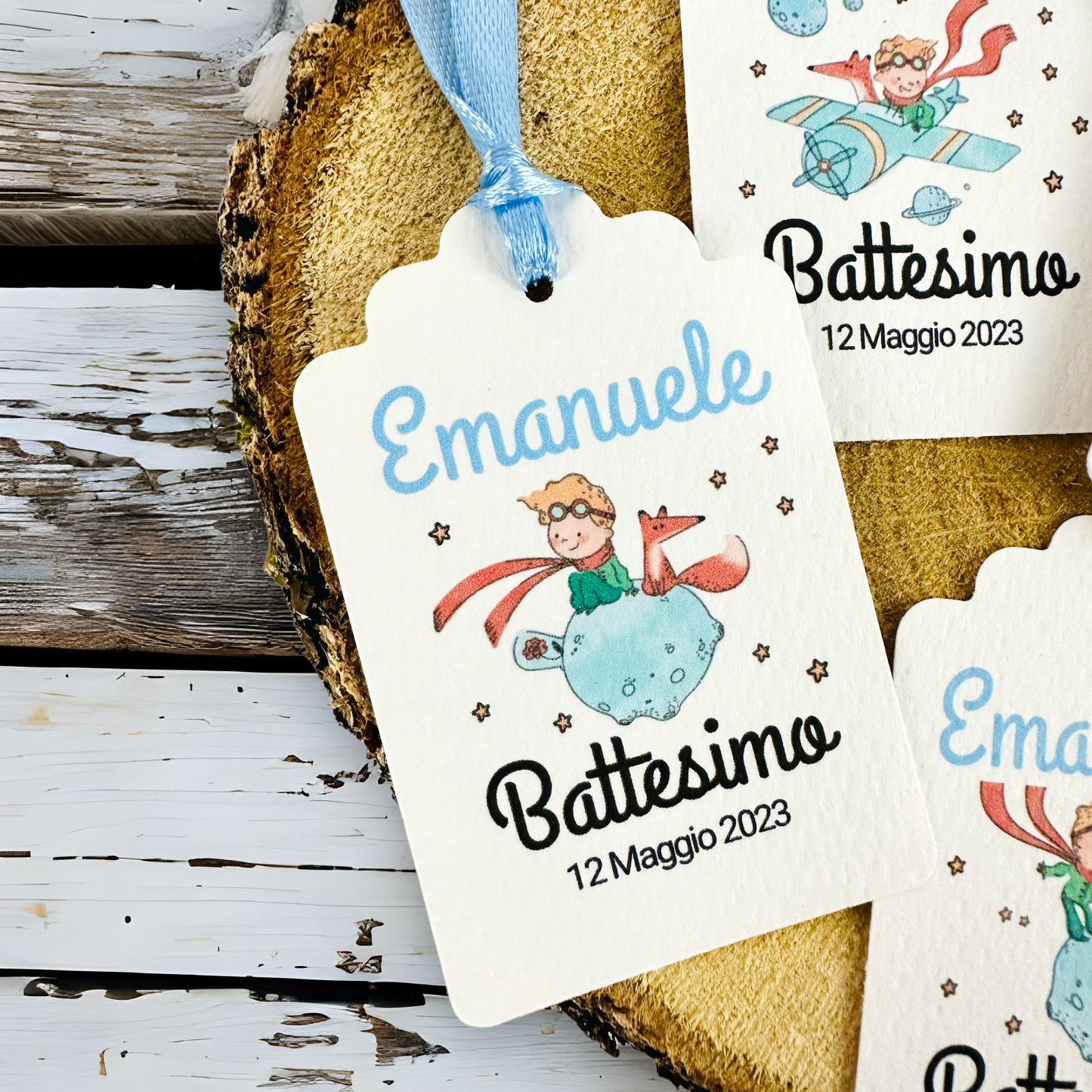 Tag Petit Prince pour les faveurs de Baptême, Communion, Confirmation. Etiquette Petit Prince personnalisée pour 1er anniversaire ou baby shower