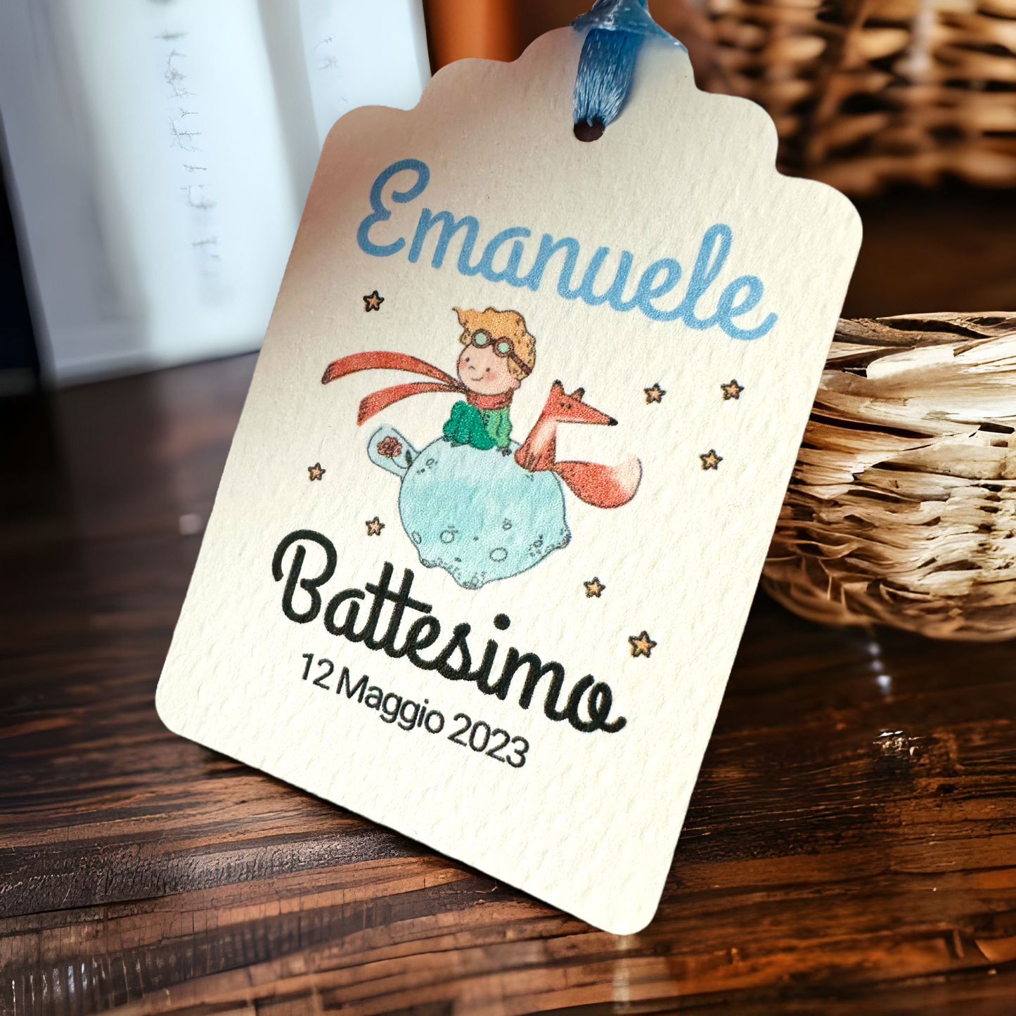 Tag Petit Prince pour les faveurs de Baptême, Communion, Confirmation. Etiquette Petit Prince personnalisée pour 1er anniversaire ou baby shower