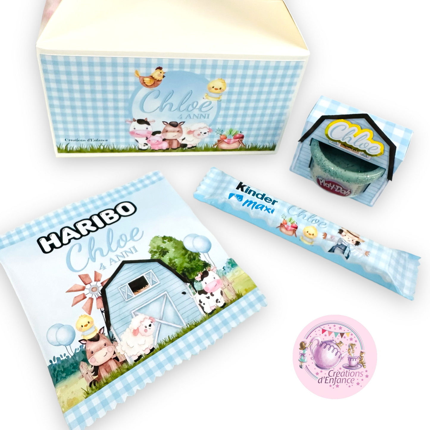 PARTY KIT la FATTORIA degli animali rosa o azzurro. Decorazioni per compleanno bambina e bambino tema animali, coordinato festa fattoria Battesimo, Comunione, festa all'aperto.