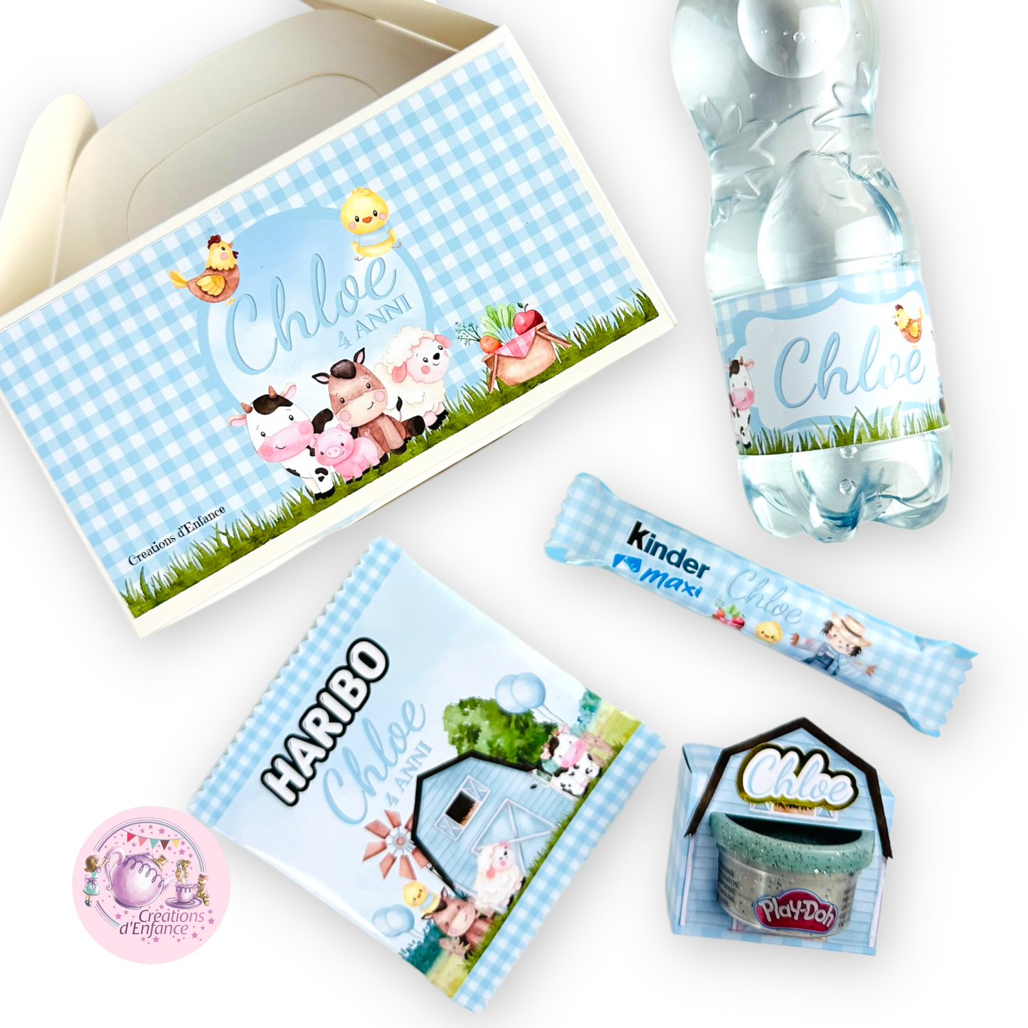 PARTY KIT la FATTORIA degli animali rosa o azzurro. Decorazioni per compleanno bambina e bambino tema animali, coordinato festa fattoria Battesimo, Comunione, festa all'aperto.