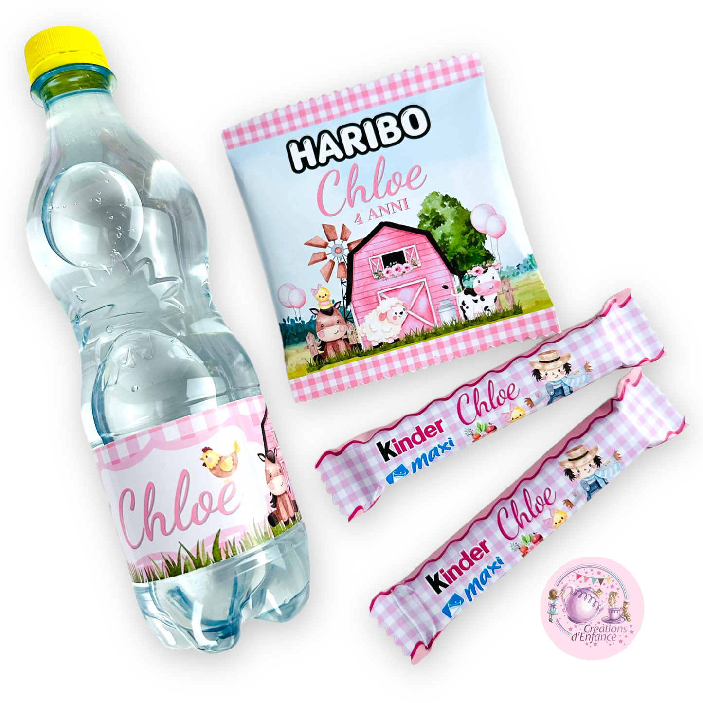 PARTY KIT la FATTORIA degli animali rosa o azzurro. Decorazioni per compleanno bambina e bambino tema animali, coordinato festa fattoria Battesimo, Comunione, festa all'aperto.