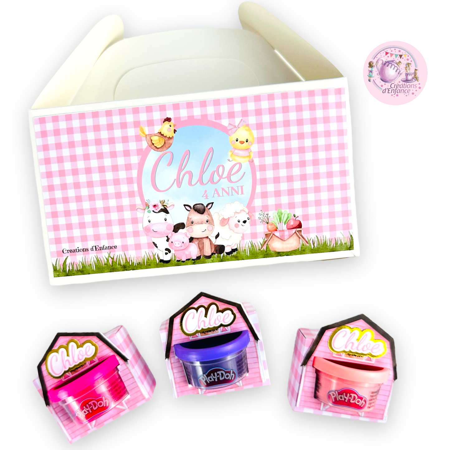 PARTY KIT la FATTORIA degli animali rosa o azzurro. Decorazioni per compleanno bambina e bambino tema animali, coordinato festa fattoria Battesimo, Comunione, festa all'aperto.