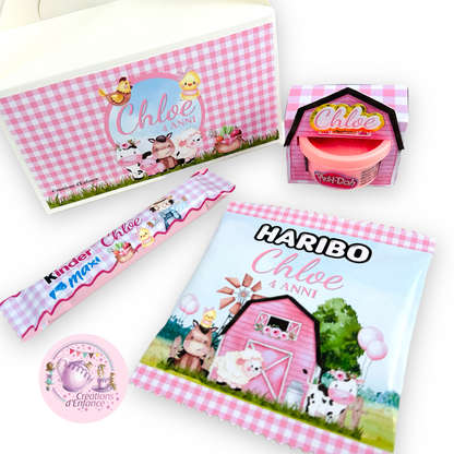 PARTY KIT la FATTORIA degli animali rosa o azzurro. Decorazioni per compleanno bambina e bambino tema animali, coordinato festa fattoria Battesimo, Comunione, festa all'aperto.